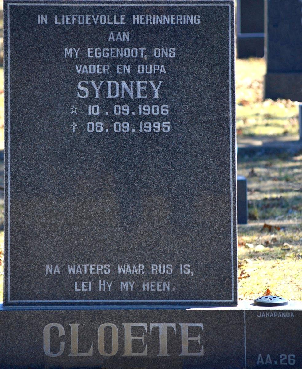 CLOETE Sydney 1906-1995