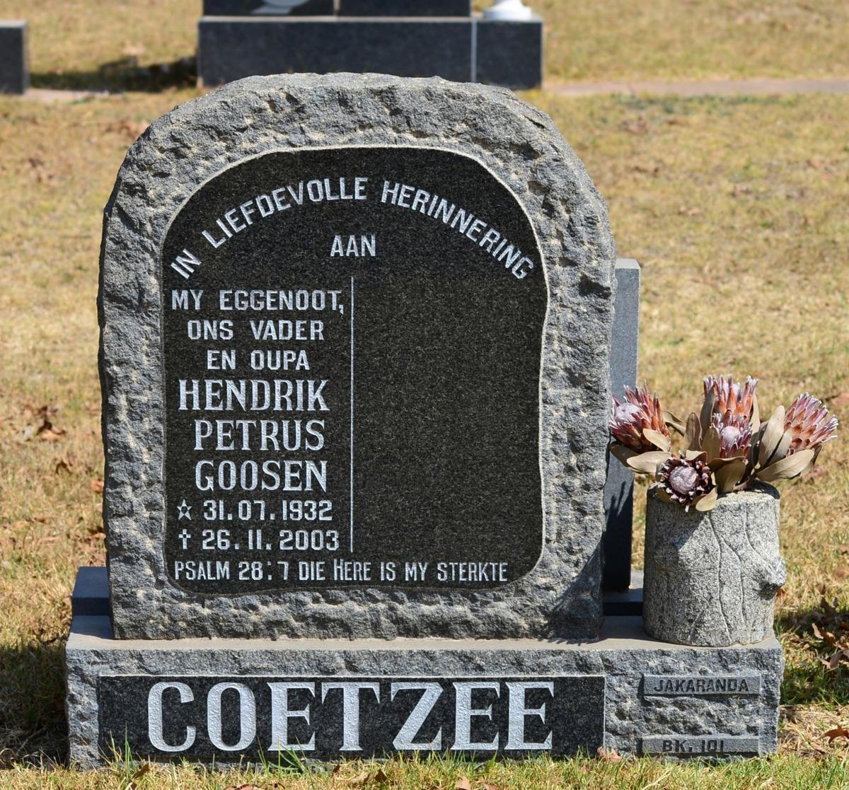 COETZEE Hendrik Petrus Goosen 1932-2003