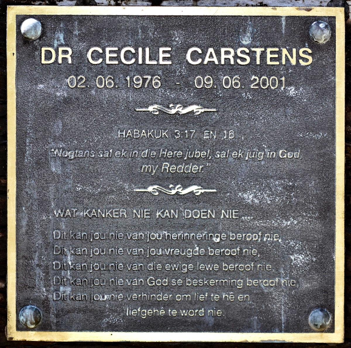 CARSTENS Cecile 1976-2001
