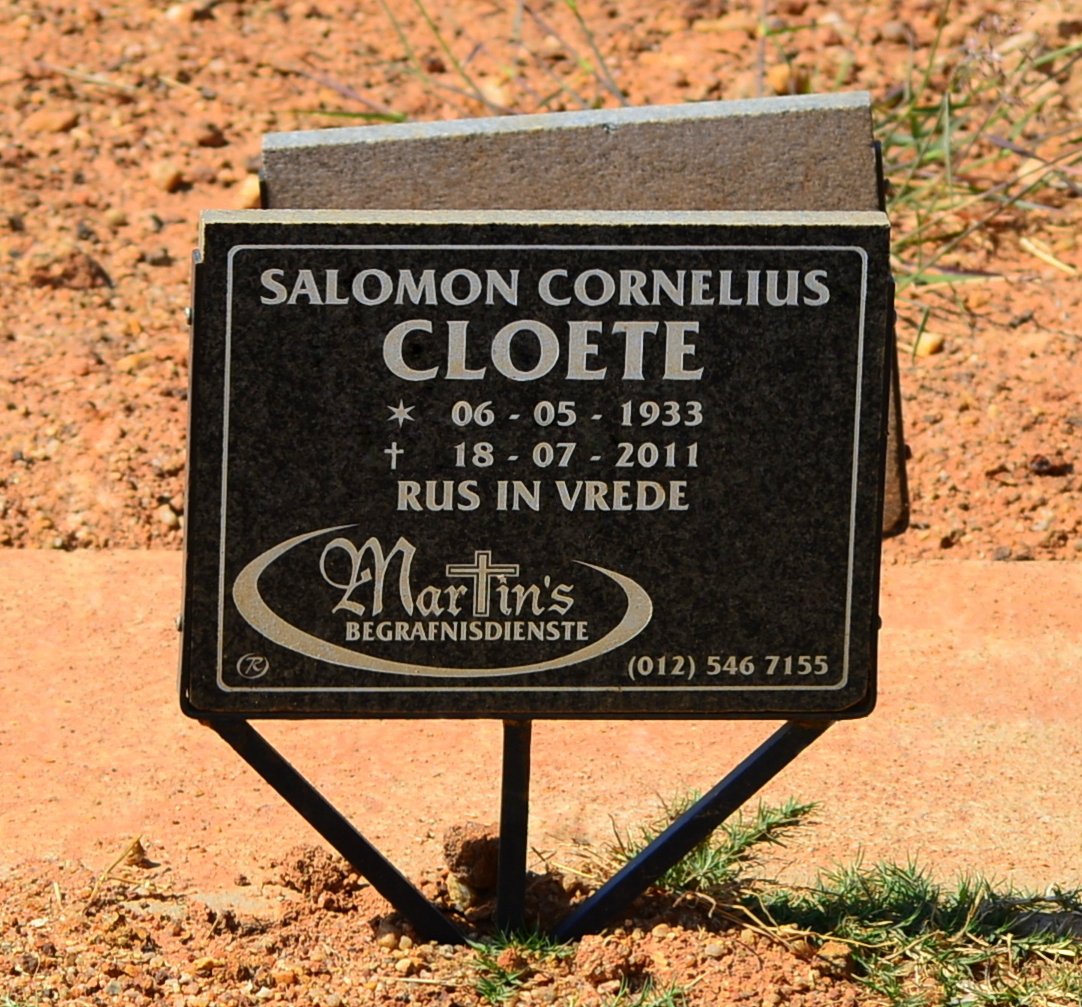 CLOETE Salomon Cornelius 1933-2011
