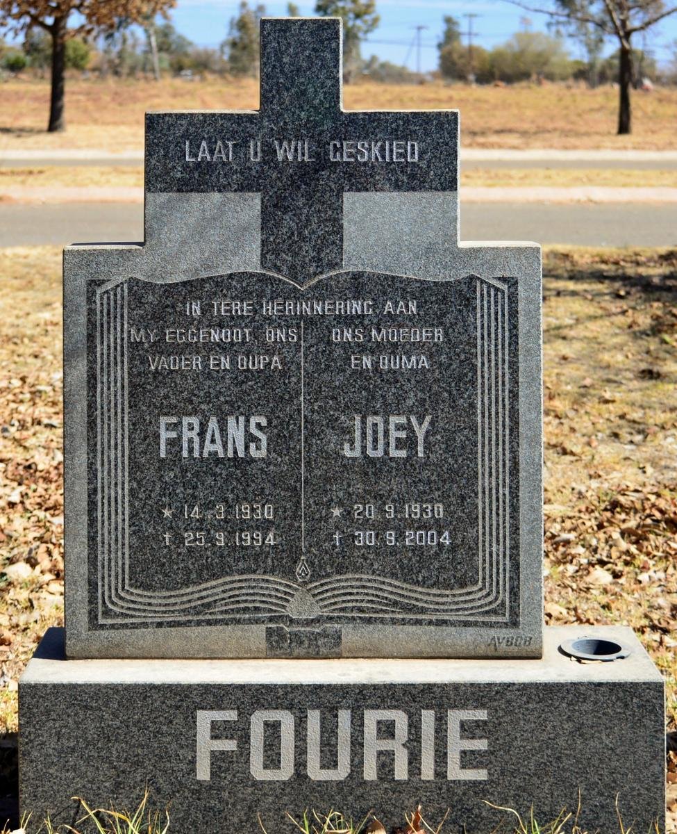 FOURIE Frans 1930-1994 &amp; Joey 1930-2004