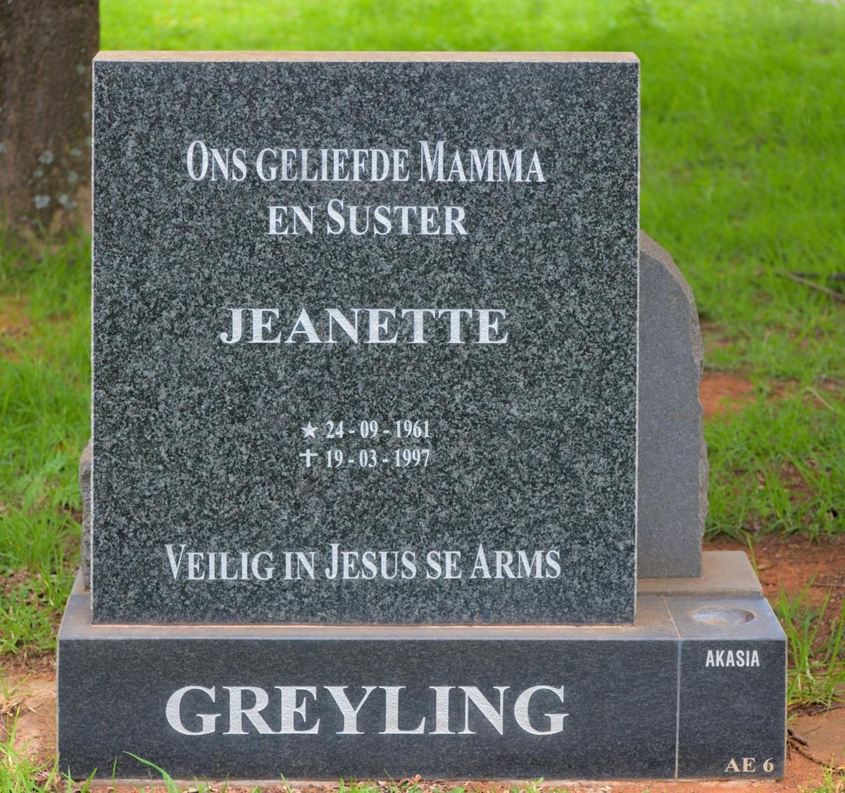 GREYLING Jeanette 1961-1997