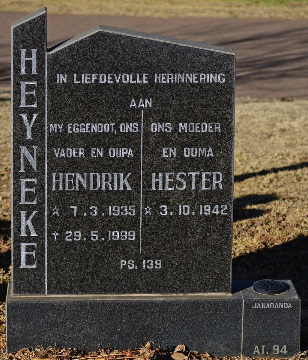 HEYNEKE Hendrik 1935-1999 &amp; Hester 1942-