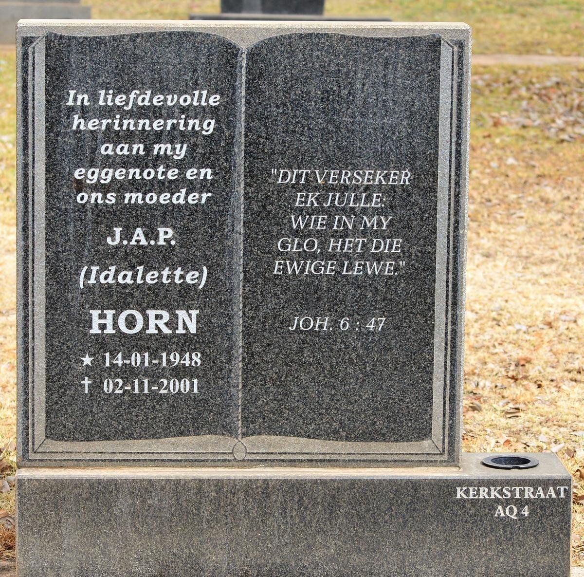 HORN J.A.P. 1948-2001
