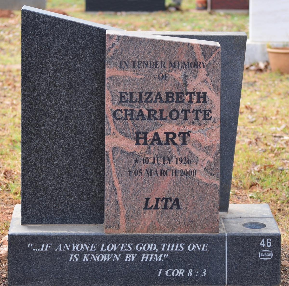 HART Elizabeth Charlotte 1926-2000