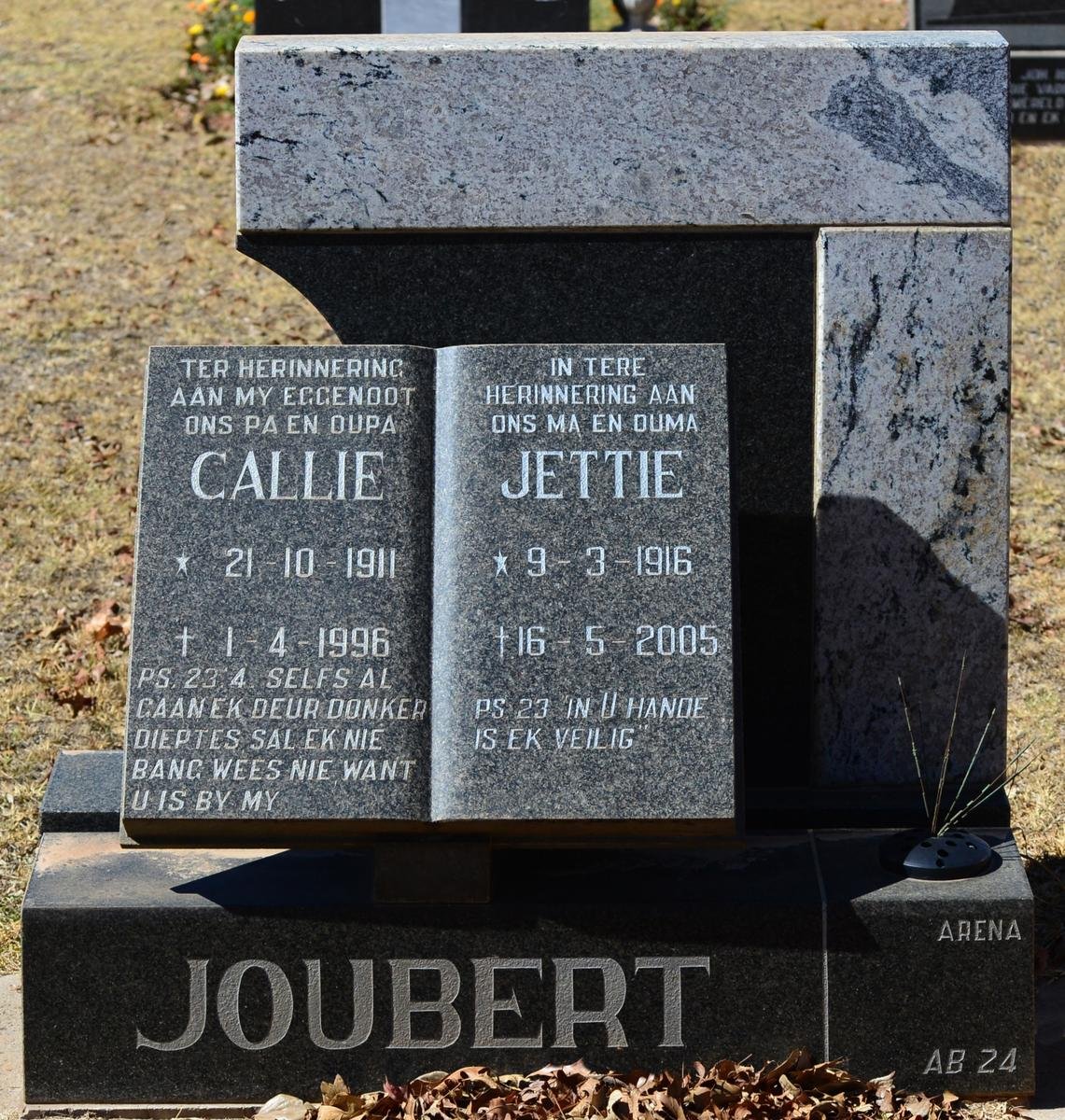 JOUBERT Callie 1911-1996 &amp; Jettie 1916-2005