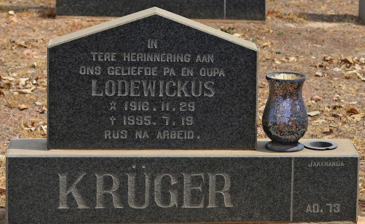 KRÜGER Lodewickus 1916-1995