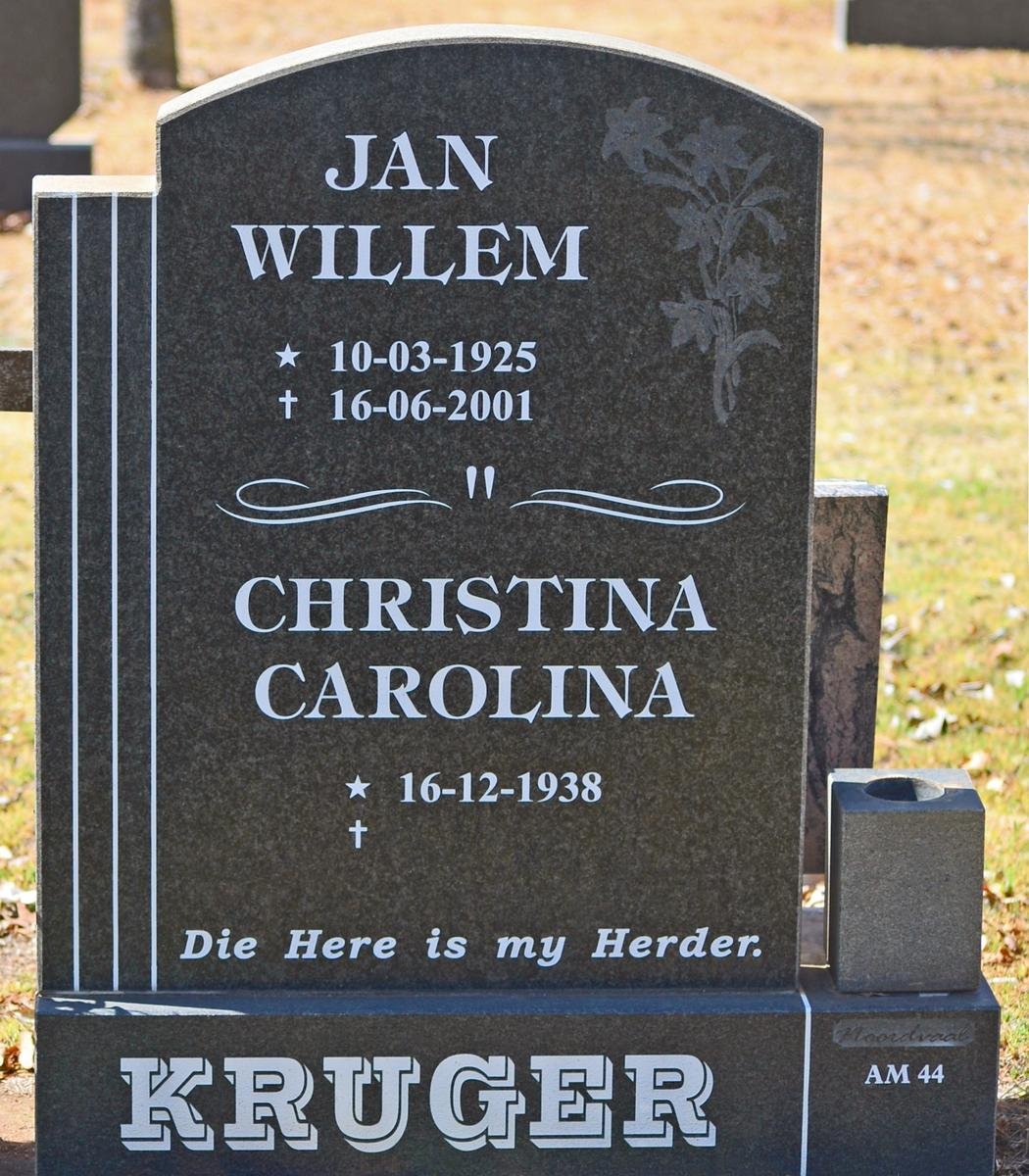 KRUGER Jan Willem 1925-2001 &amp; Christina Carolina 1938-