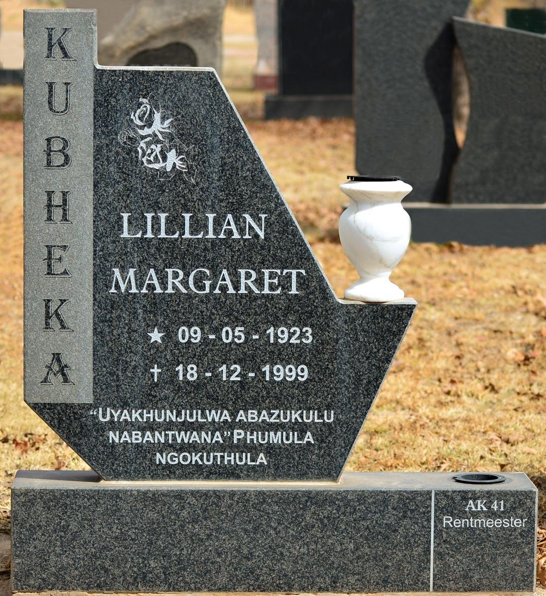 KUBHEKA Lillian Margaret 1923-1999