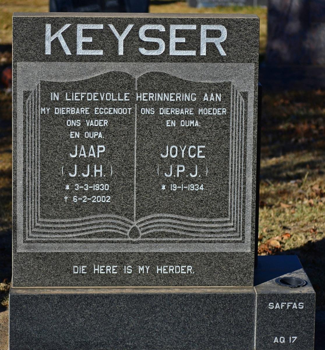 KEYSER J.J.H 1930-2002 &amp; J.P.J. 1934-