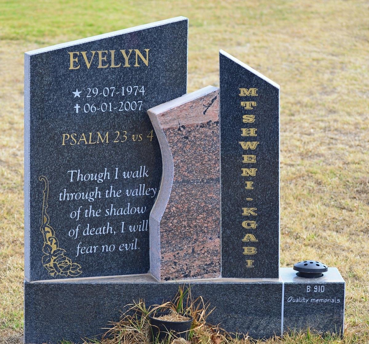 KGABI Evelyn, Mtshweni 1974-2007