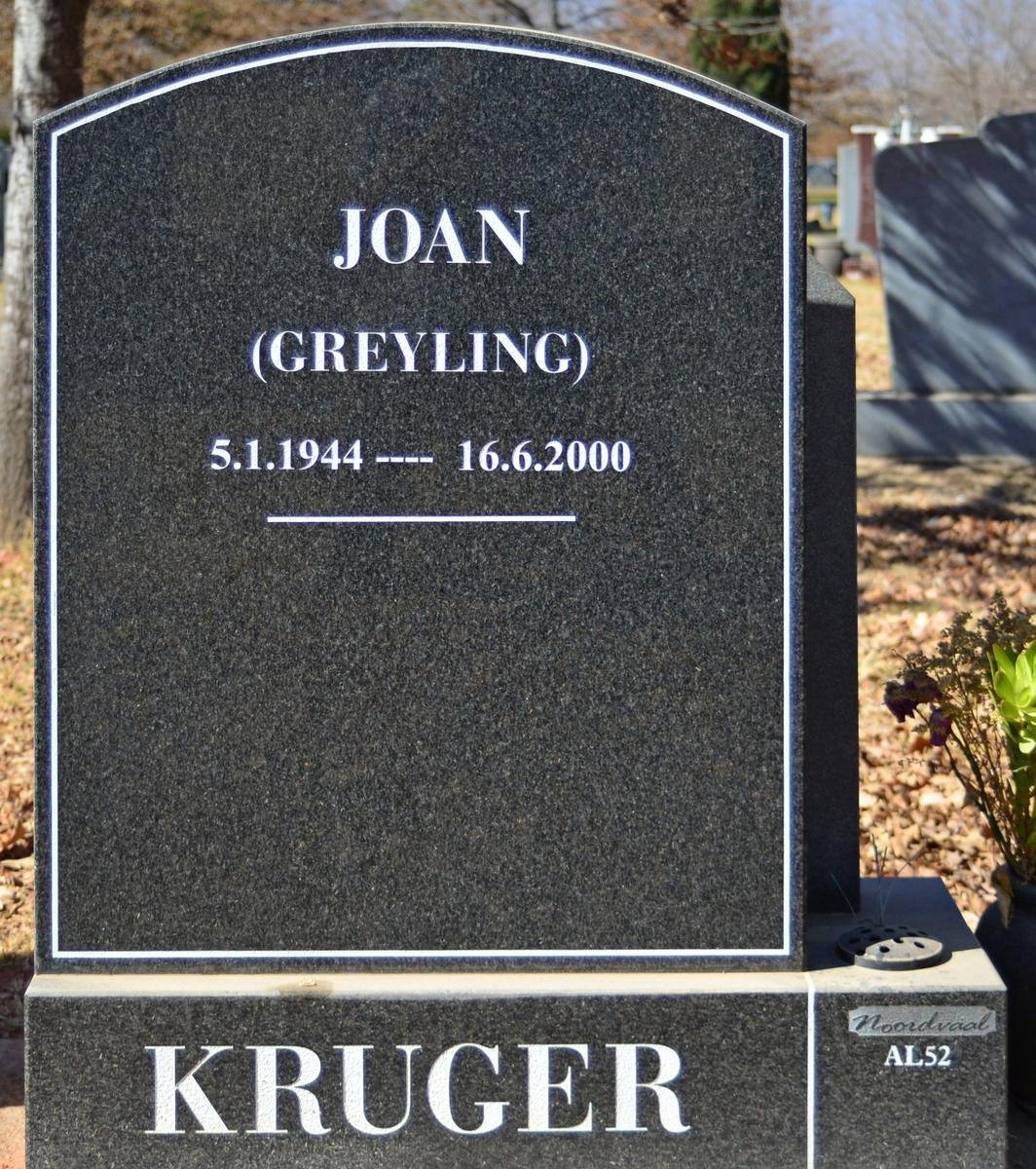 KRUGER Joan nee GREYLING 1944-2000