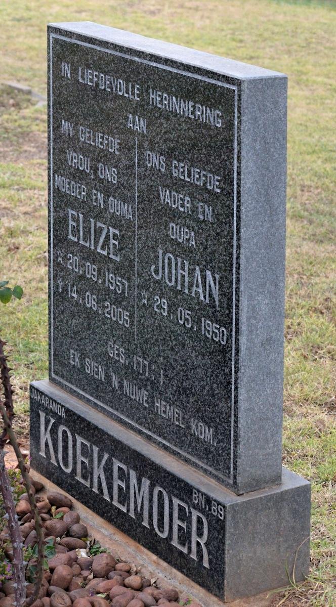 KOEKEMOER Johan 1950- &amp; Elize 1957-2005