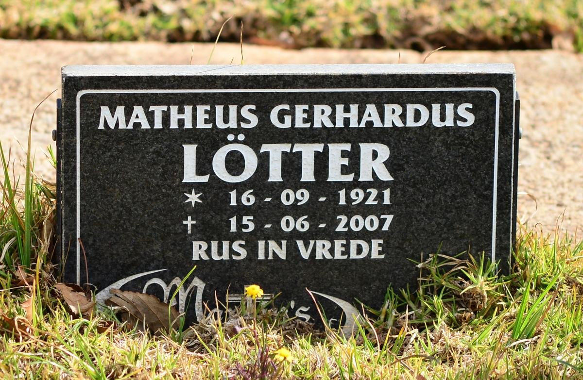 LÖTTER Matheus Gerhardus 1921-2007