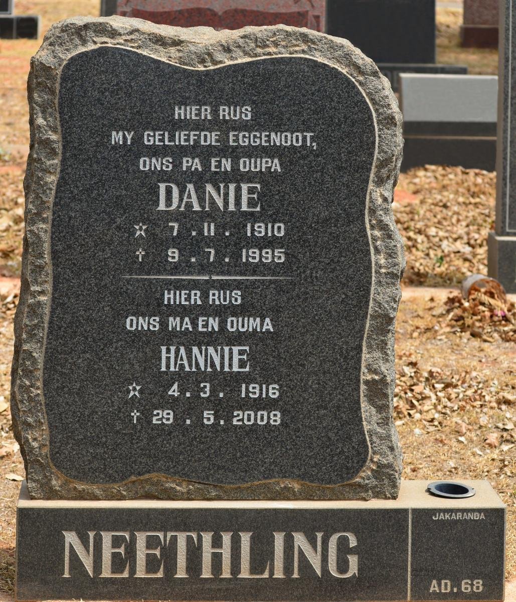 NEETHLING Danie 1910-1995 &amp; Hannie 1916-2008