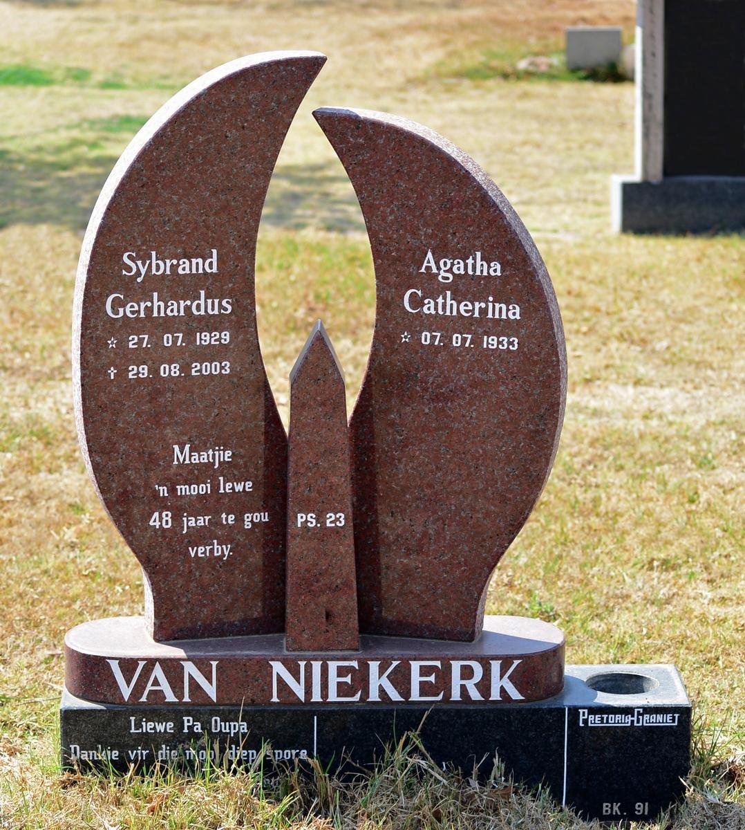 NIEKERK Sybrand Gerhardus, van 1929-2003 &amp; Agatha Catherine 1933-
