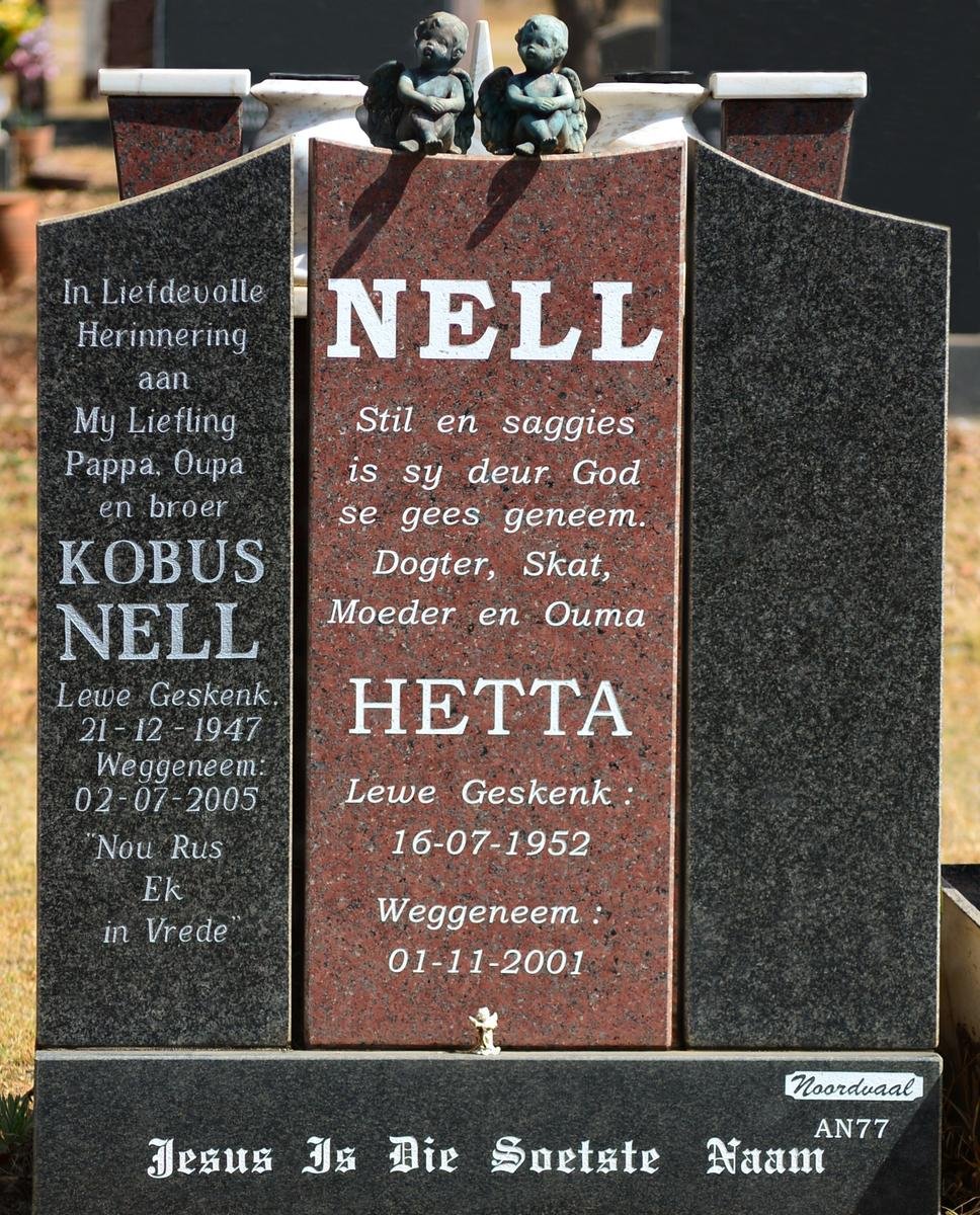 NELL Kobus 1947-2005 &amp; Hetta 1952-2001