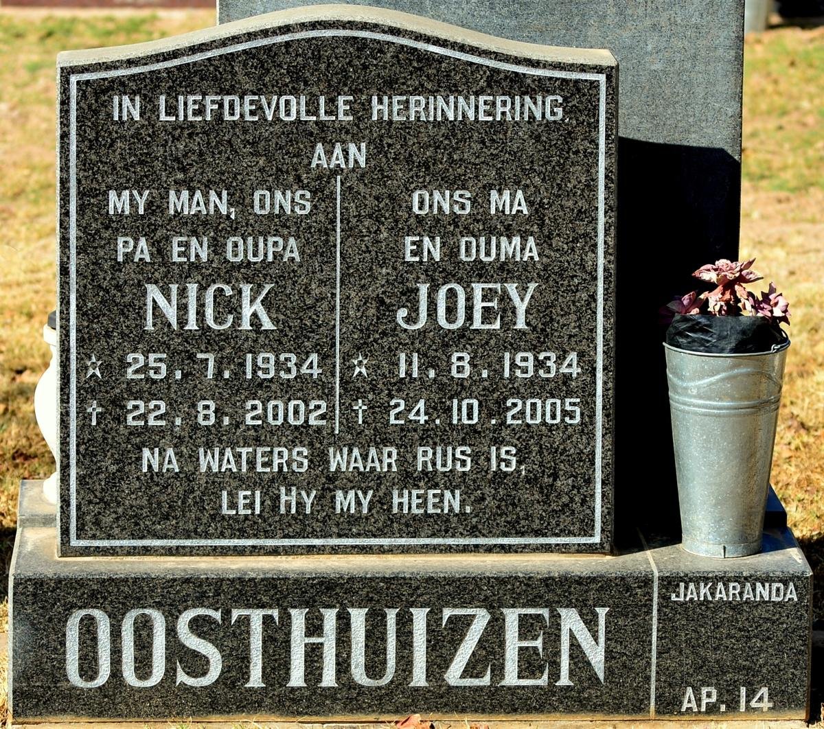 OOSTHUIZEN Nick 1934-2002 &amp; Joey 1934-2005