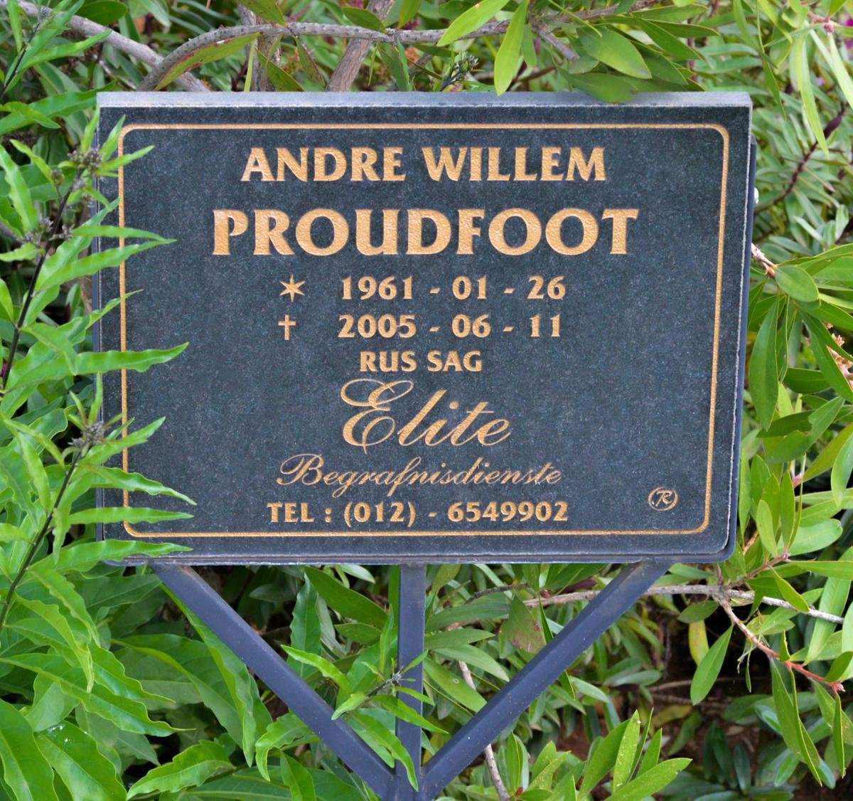 PROUDFOOT André Willem 1961-2005