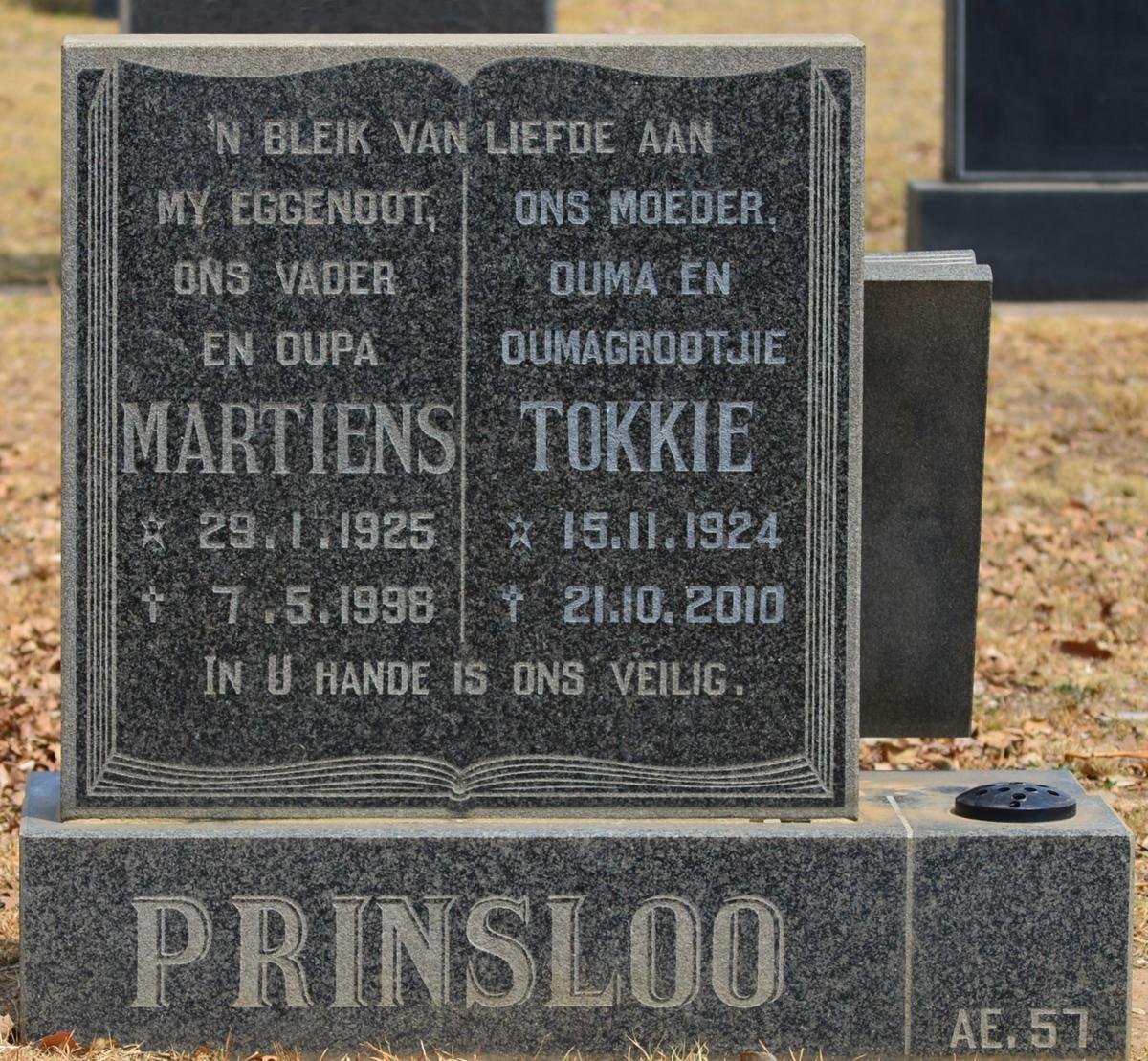 PRINSLOO Martiens 1925-1998 &amp; Tokkie 1924-2010