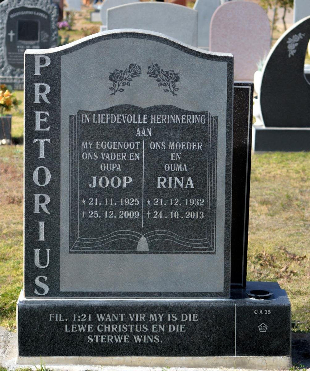 PRETORIUS Joop 1925-2009 &amp; Rina 1932-2013