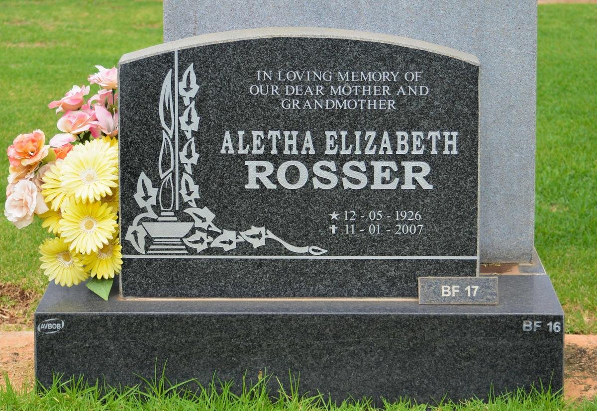 ROSSER Aletha Elizabeth 1926-2007