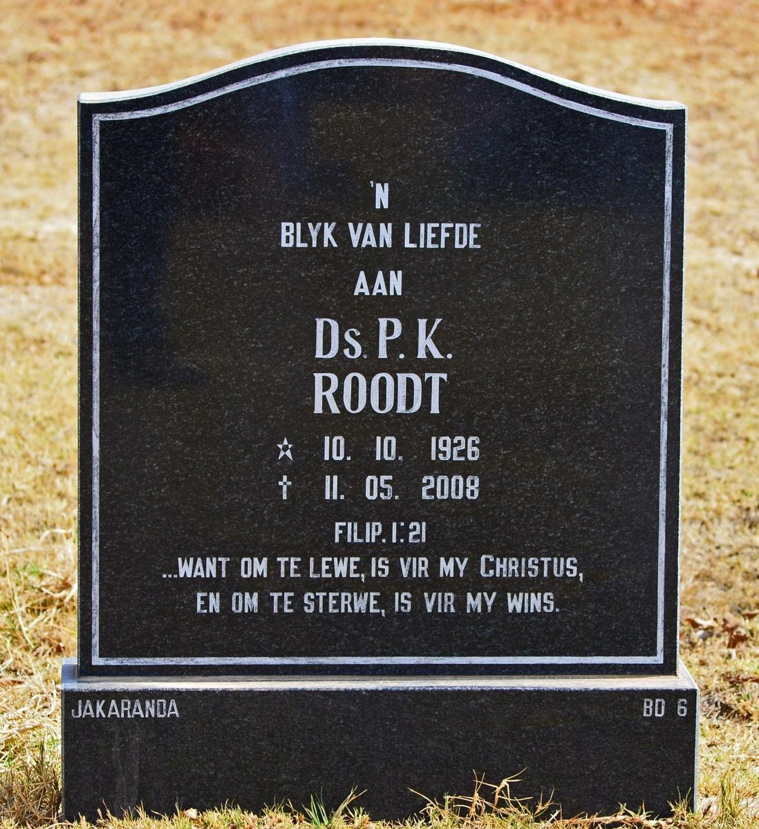 ROODT P.K. 1926-2008