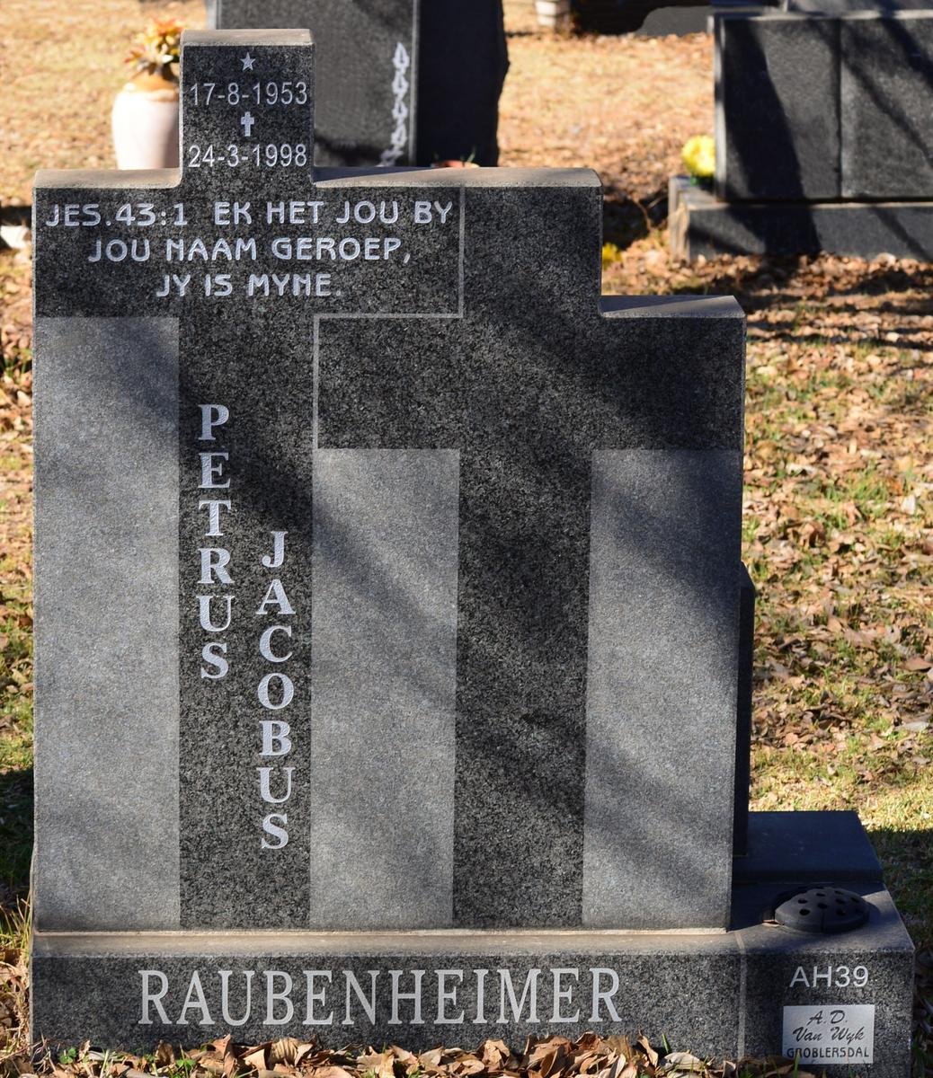 RAUBENHEIMER Petrus Jacobus 1953-1998