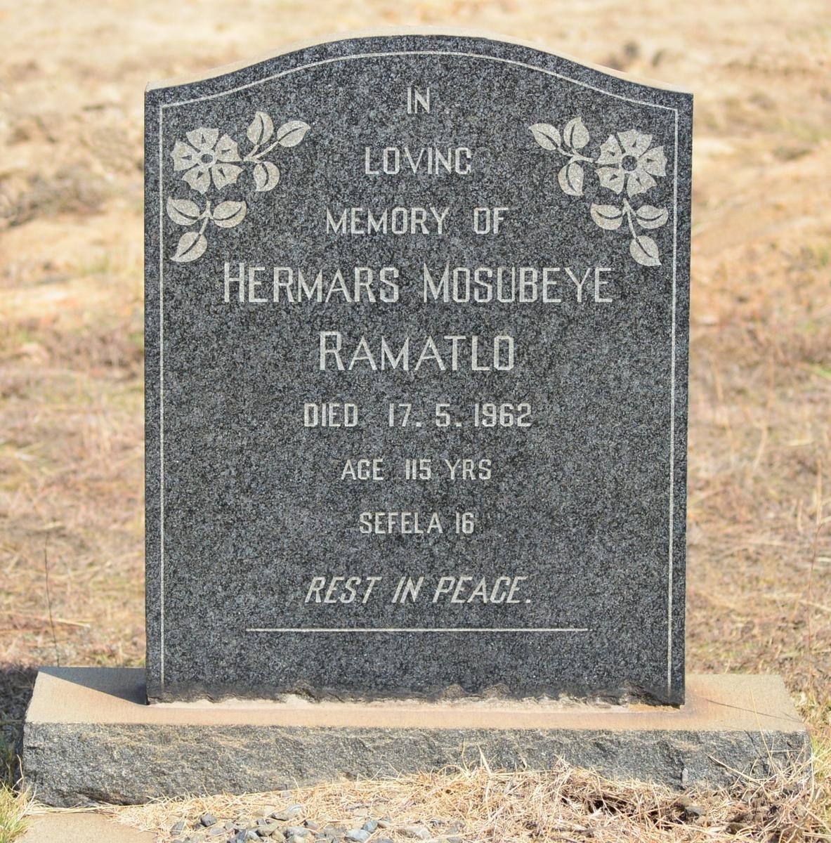 RAMATLO Hermars Mosubeye 1847-1962