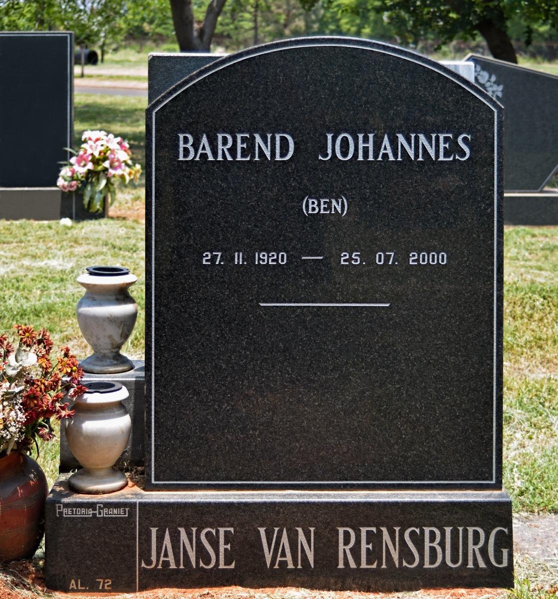 RENSBURG Barend Johannes, Janse van 1920-2000