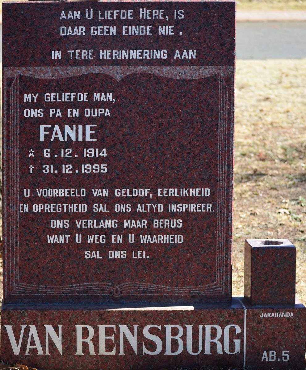 RENSBURG Fanie, van 1914-1995