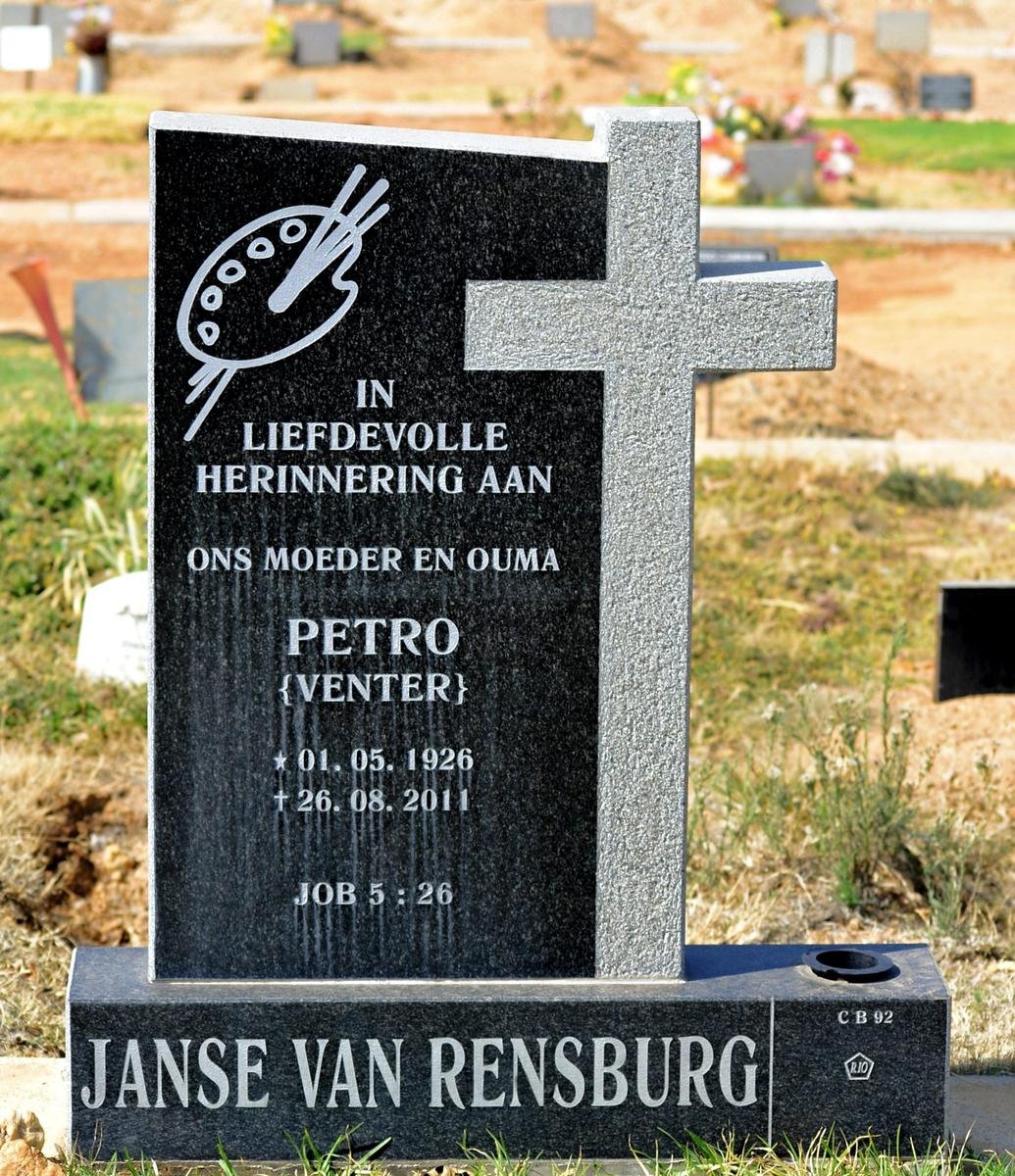 RENSBURG Petro, Janse van nee VENTER 1926-2011