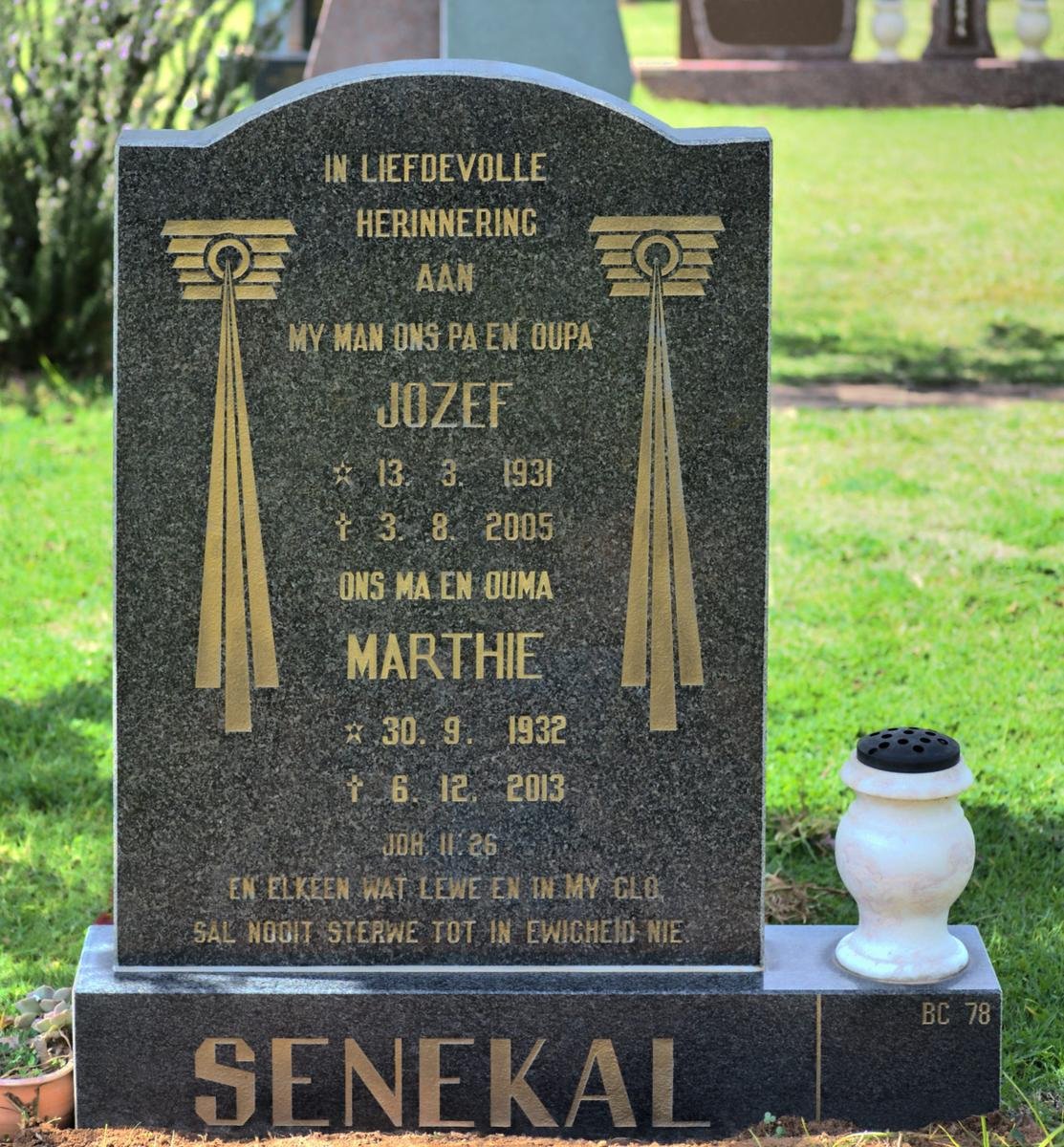 SENEKAL Jozef 1931-2005 &amp; Marthie 1932-2013