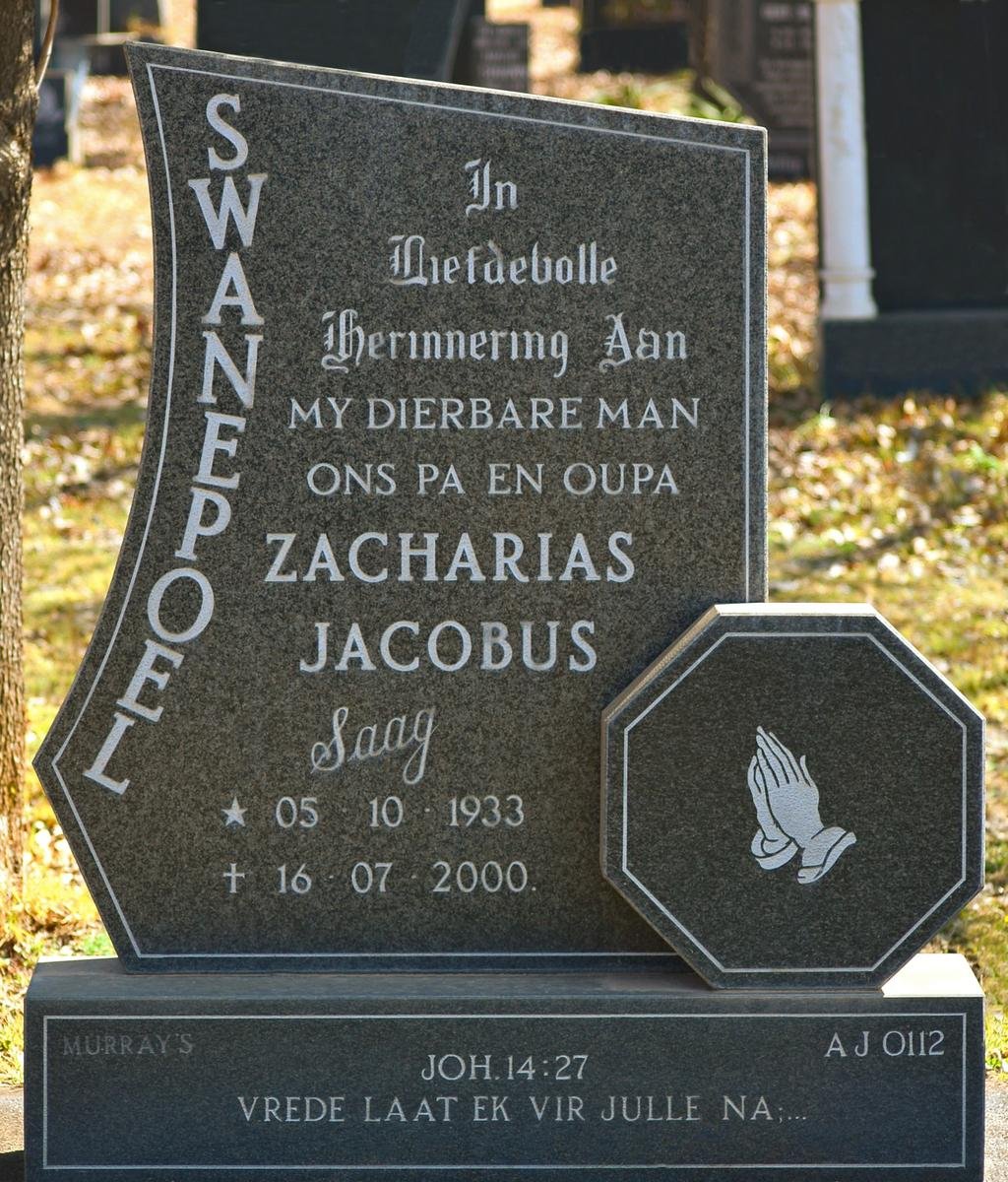 SWANEPOEL Zacharias Jacobus 1933-2000