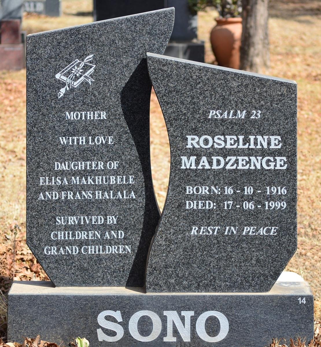 SONO Roseline Madzenge nee HALALA 1916-1999