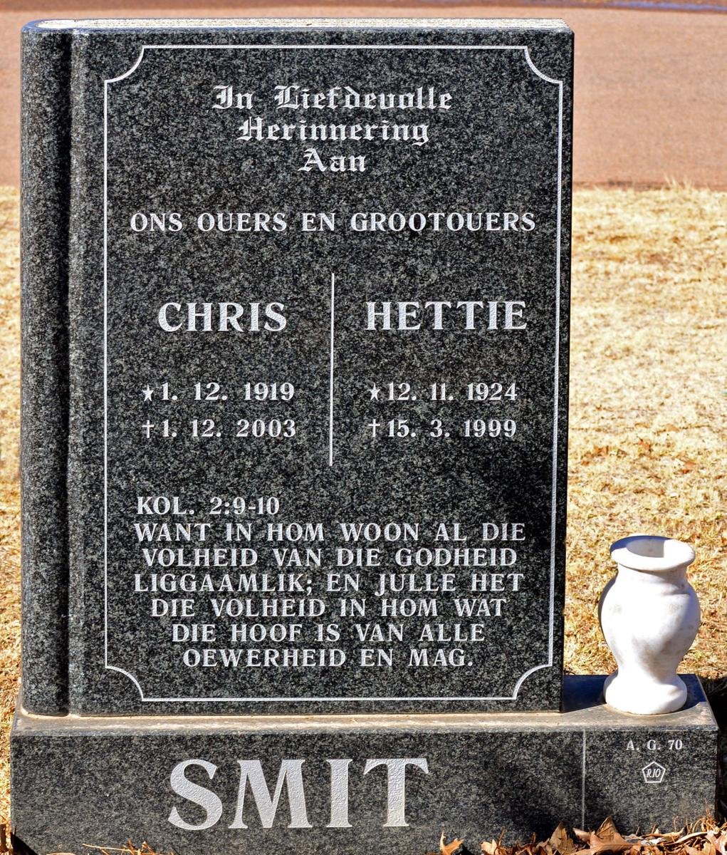 SMIT Chris 1919-2003 &amp; Hettie 1924-1999
