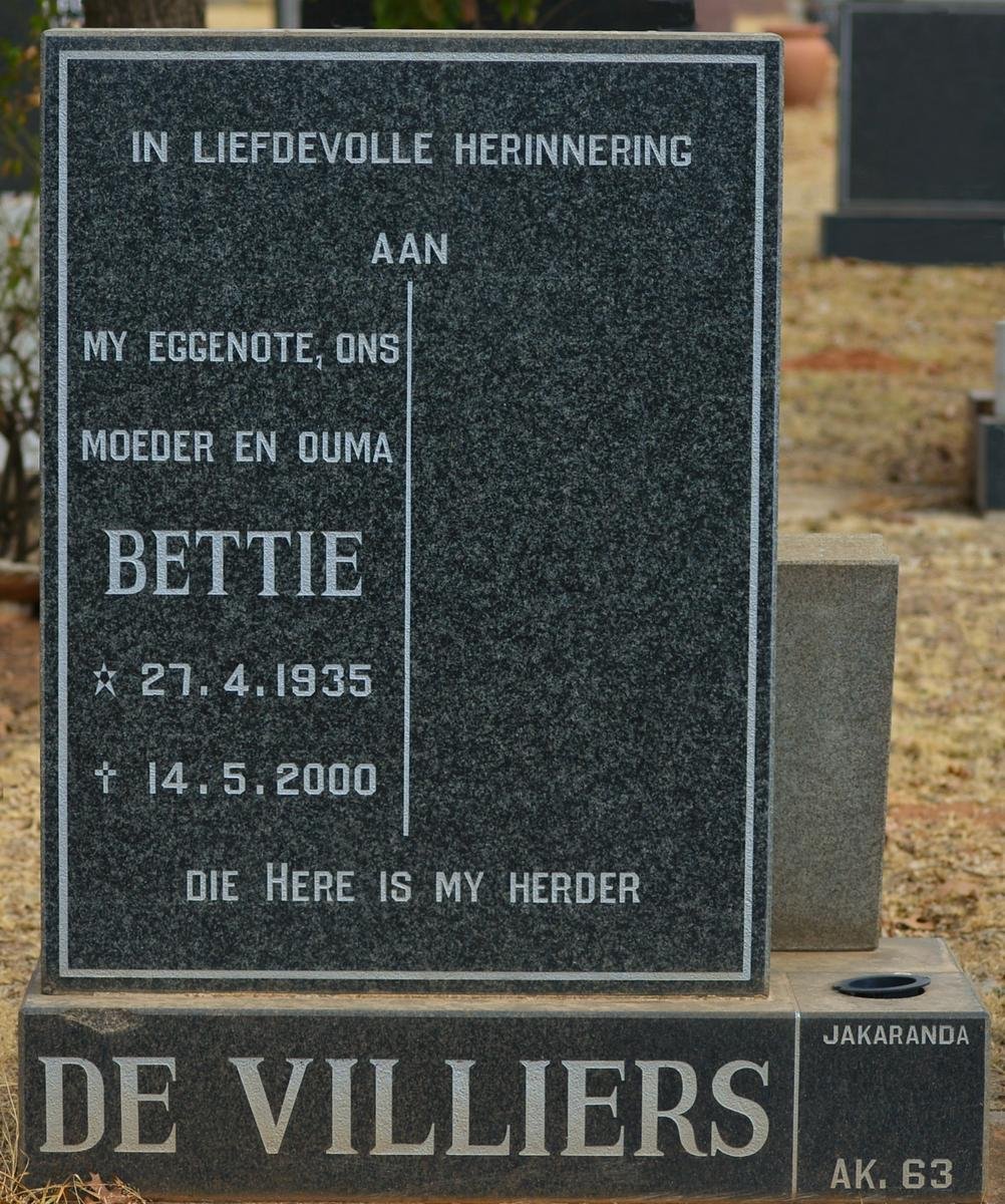 VILLIERS Bettie, de 1935-2000