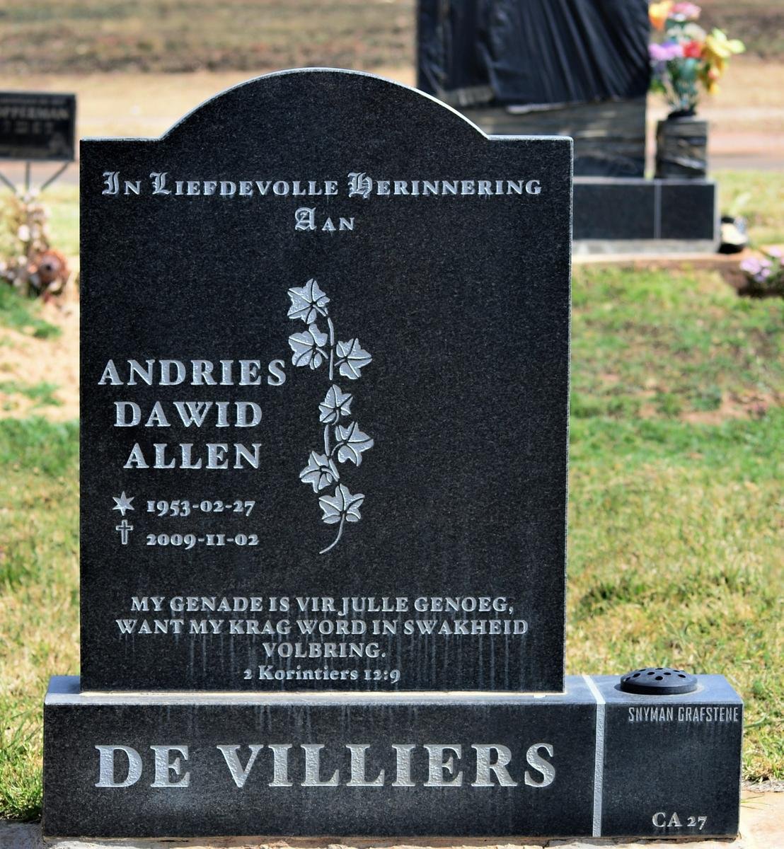 VILLIERS Andries Dawid Allen, de 1953-2009