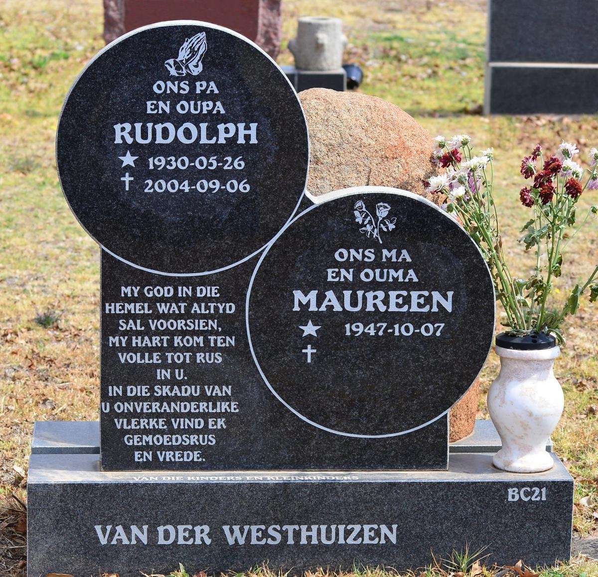WESTHUIZEN Rudolph, van der 1930-2004 &amp; Maureen 1947-