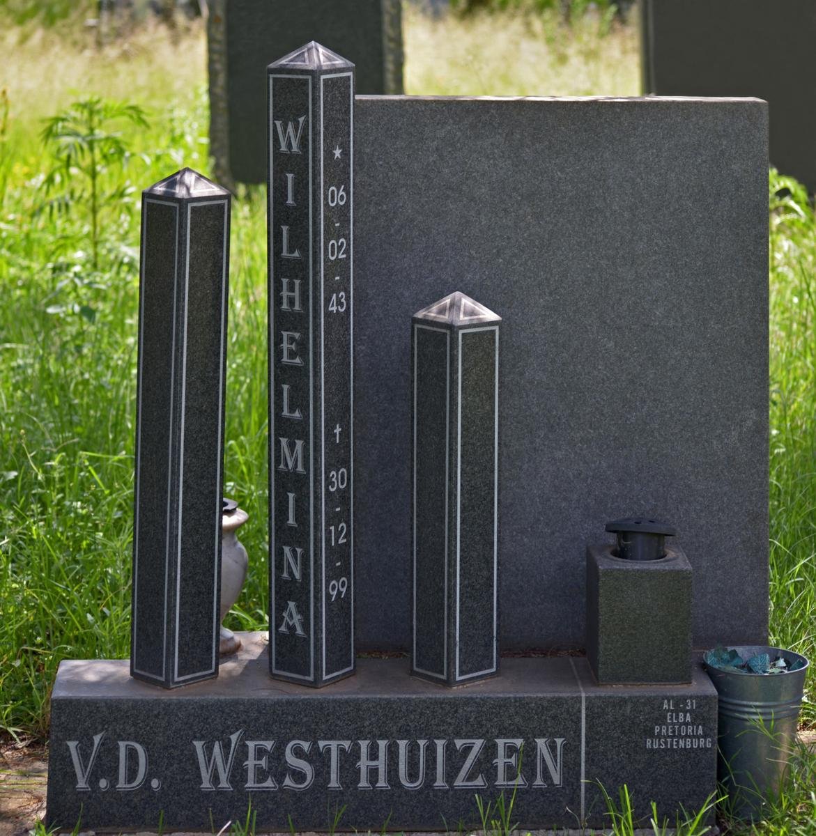 WESTHUIZEN Wilhelmina, V.D. 1943-1999