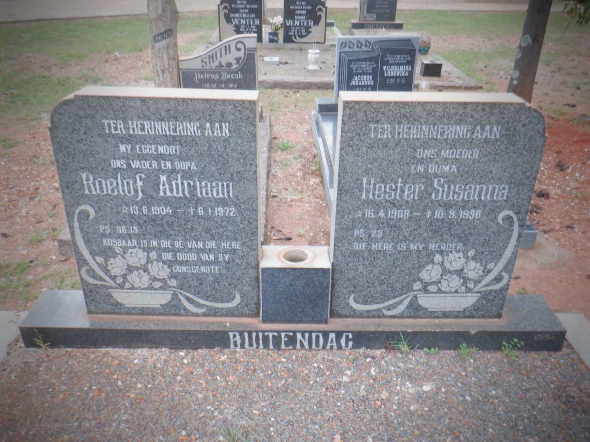 BUITENDAG Roelof Adriaan 1904-1972 &amp; Hester Susanna 1908-1996