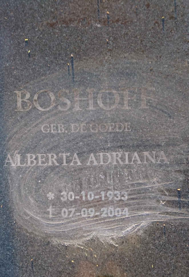 BOSHOFF Johannes Cornelius 1925-2004 &amp; Alberta Adriana DE GOEDE 1933-2004