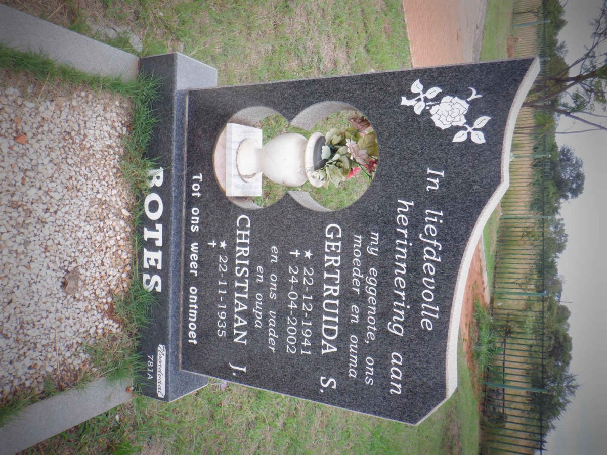 BOTES Christiaan J. 1935- &amp; Gertruida S. 1941-2002