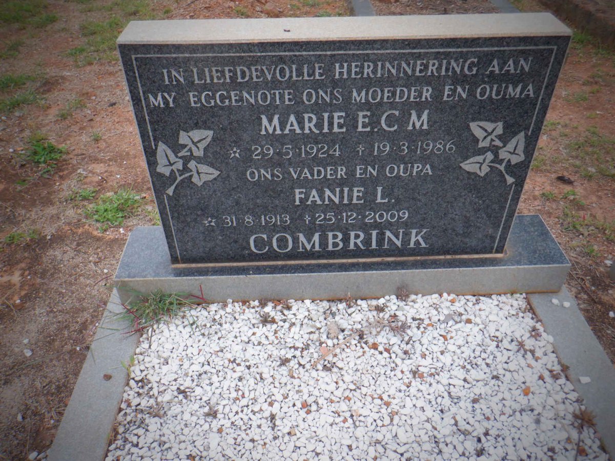 COMBRINK Fanie L. 1913-2009 &amp; Marie E.C.M. 1924-1986