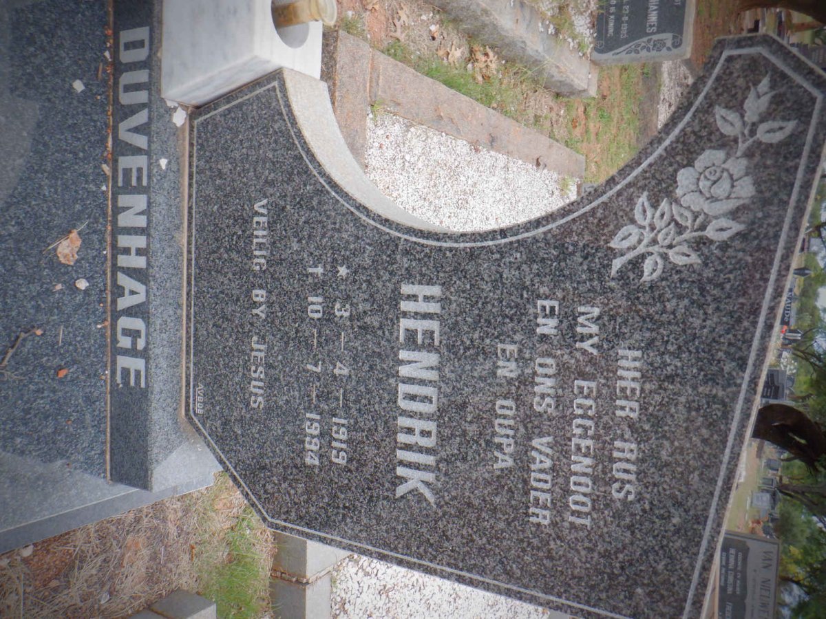 DUVENHAGE Hendrik 1919-1994