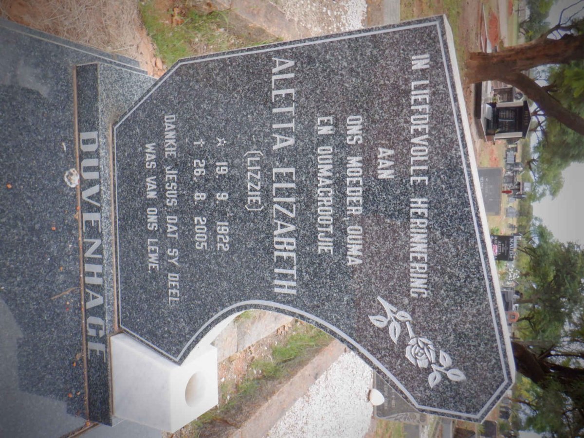 DUVENHAGE Aletta Elizabeth 1922-2005