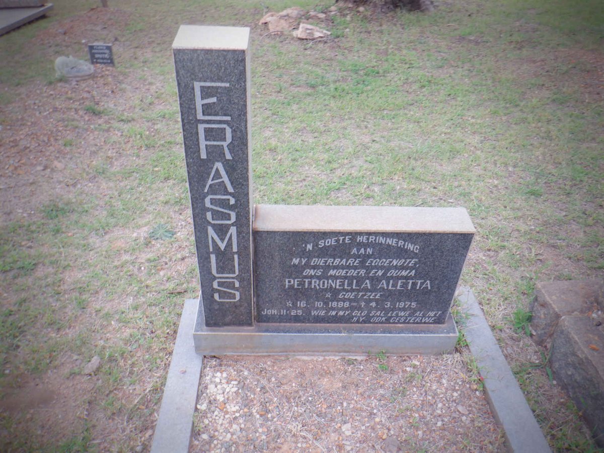 ERASMUS Petronella Aletta nee COETZEE 1888-1975