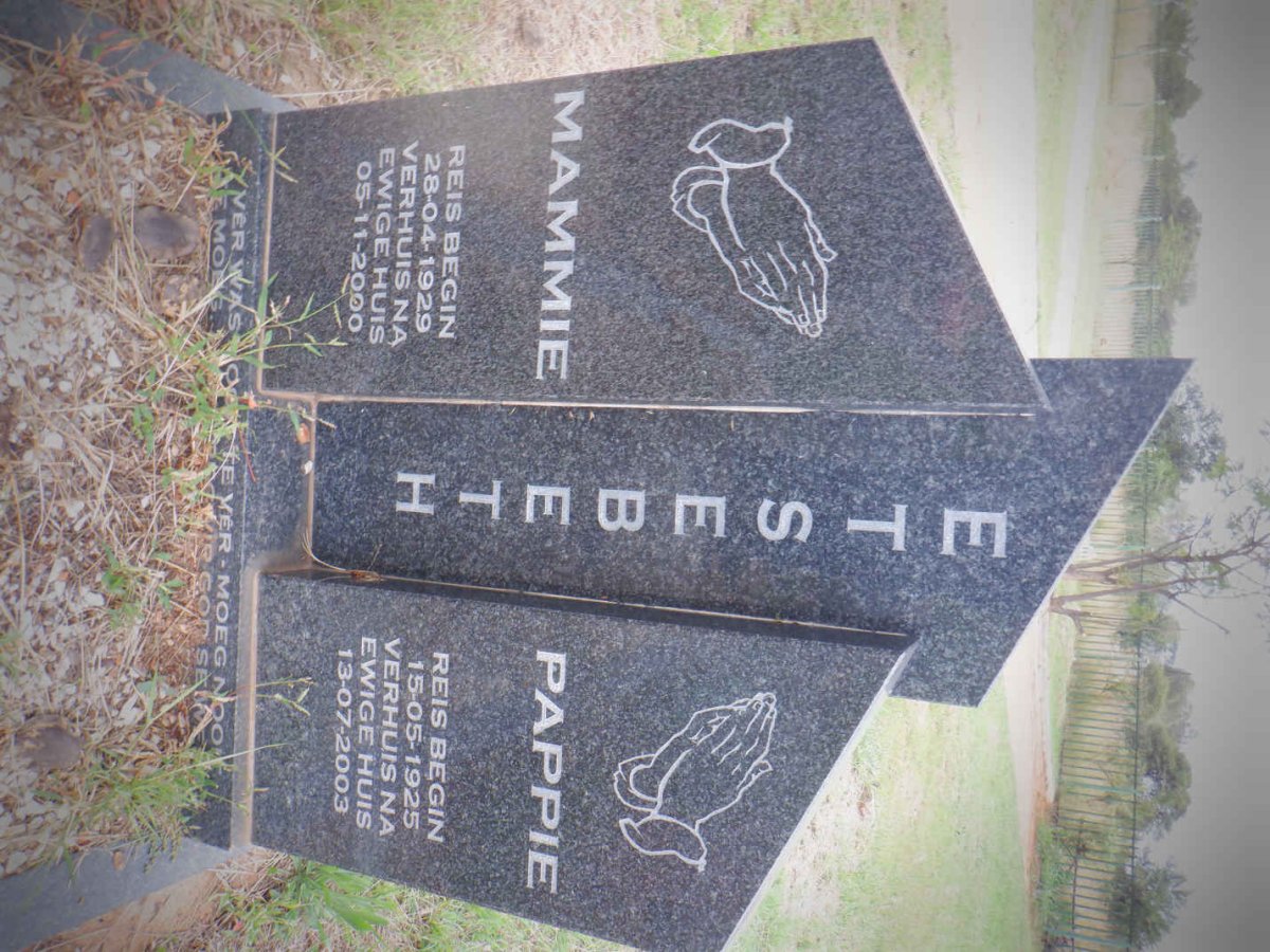 ETSEBETH Pappie 1925-2003 &amp; Mammie 1929-2000