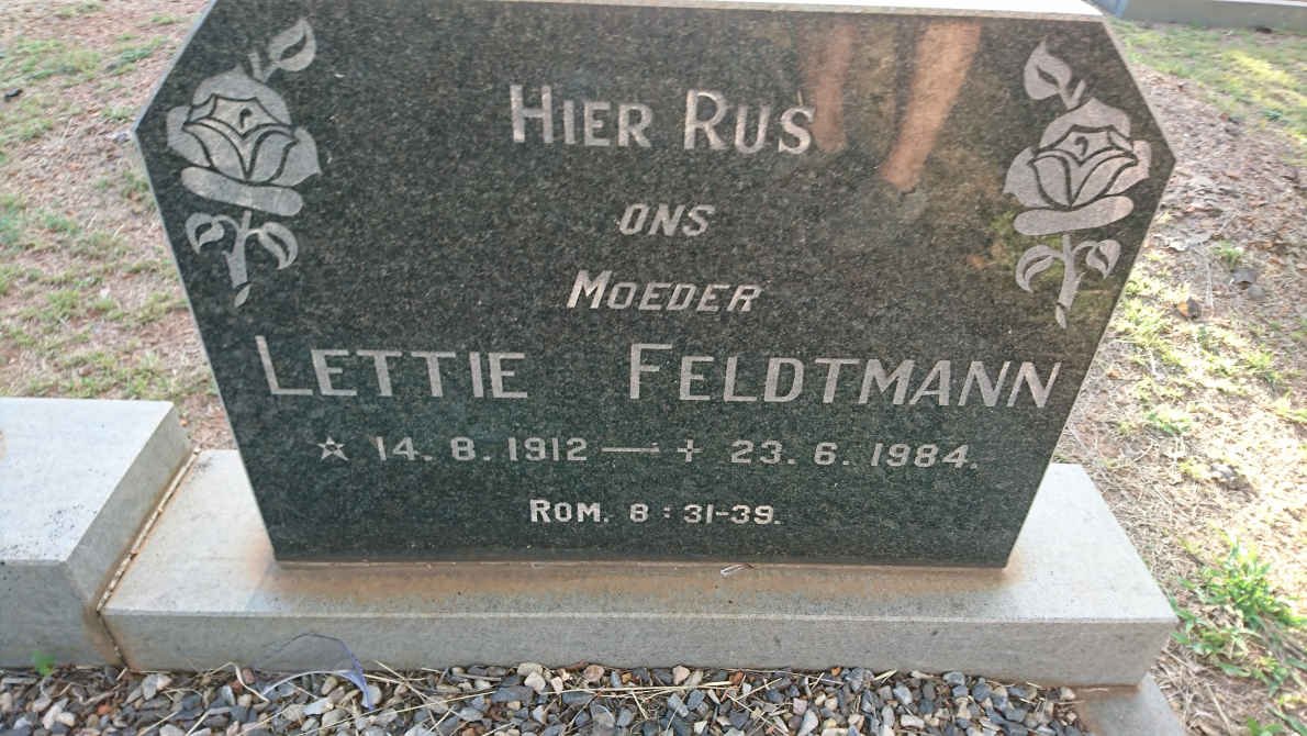FELDTMANN Jan 1905-1975 &amp; Lettie 1912-1984