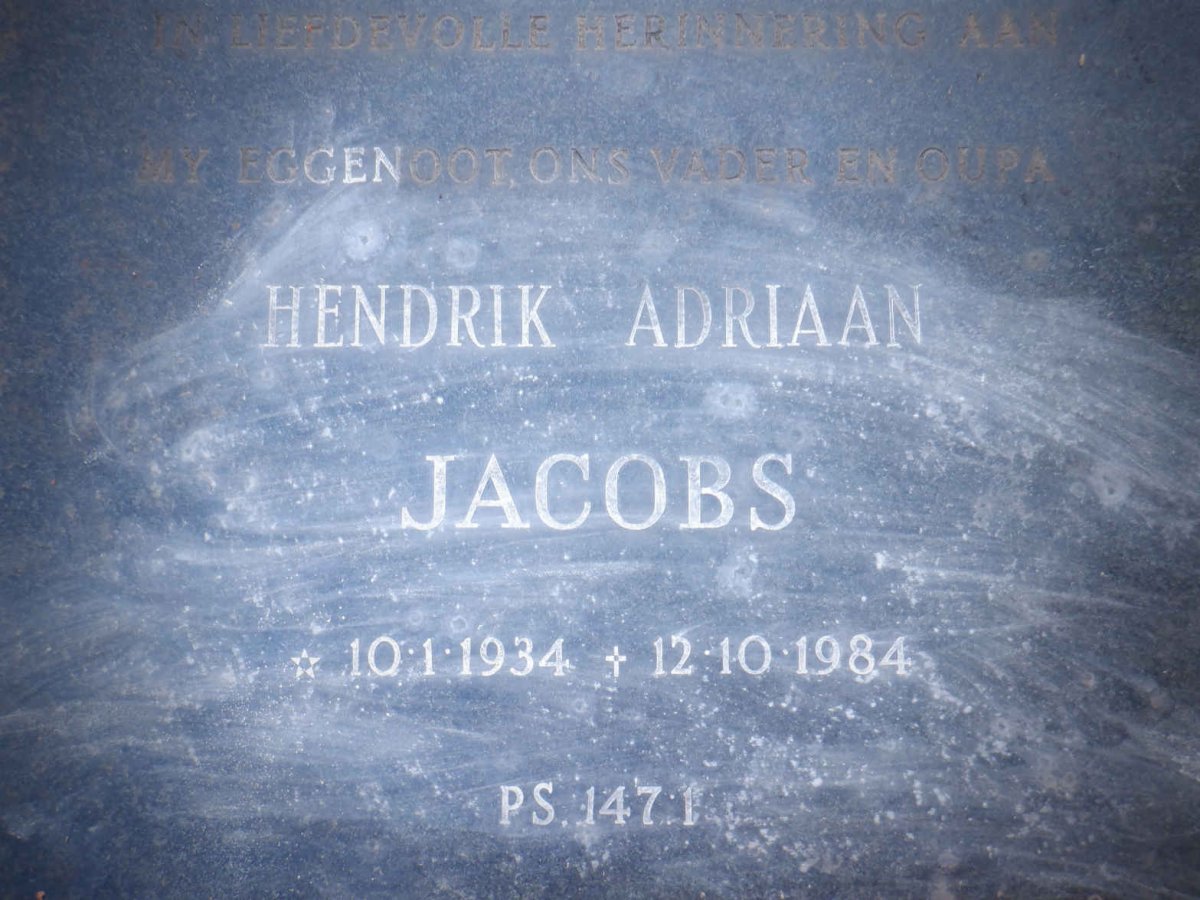 JACOBS Hendrik Adriaan 1934-1984